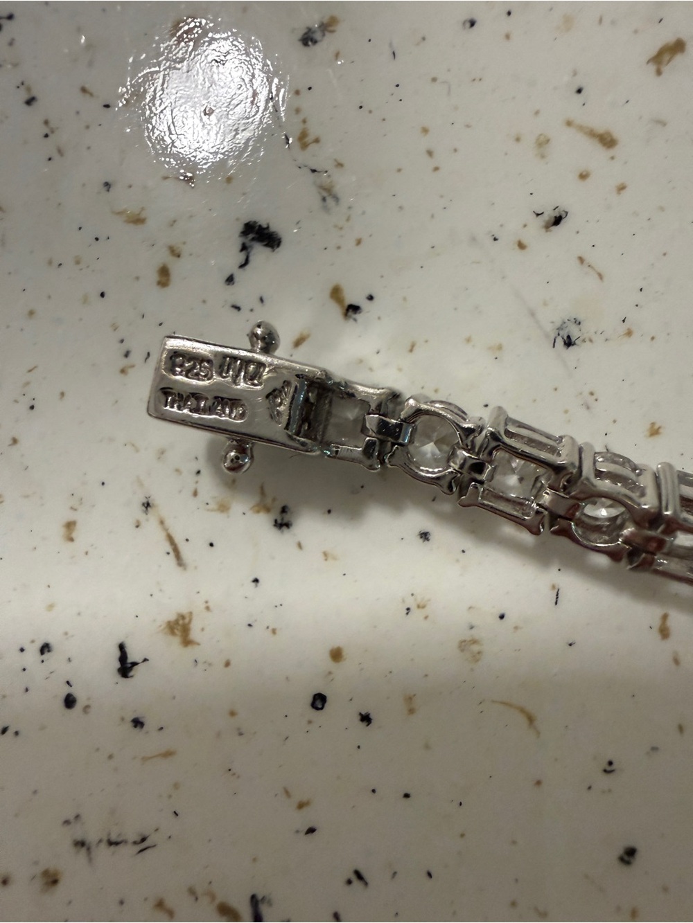 925 Thailand Stamped princess cut tennis bracelet. - Picture 3 of 7